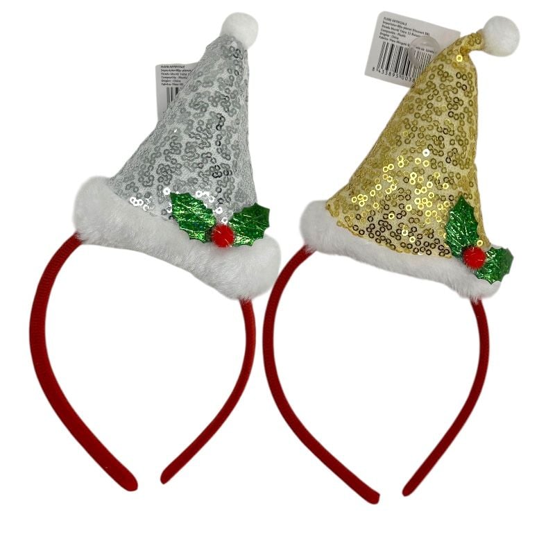Diademă de Crăciun cu căciuliță și paiete– en-gros