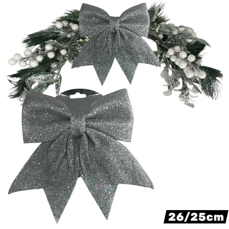 Funda decorativă cu sclipici 26×25 cm, argintie– en gros