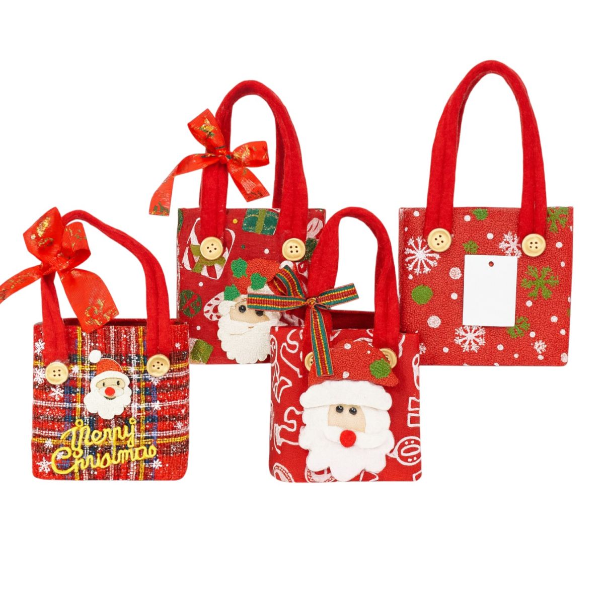 Gentuță Cadou 12/set de Crăciun 10x10x6cm, cu Fundita, Diferite Modele Engros