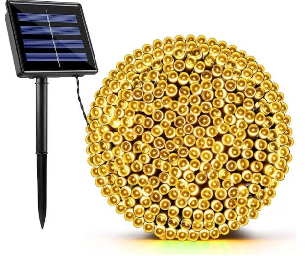 Instalatie solara Engros de Craciun, 10 metri, 100 LED-uri, Alb cald