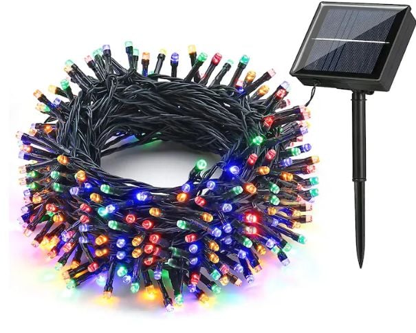 Instalatie solara Engros de Craciun, 10 metri, 100 LED-uri, Multicolor