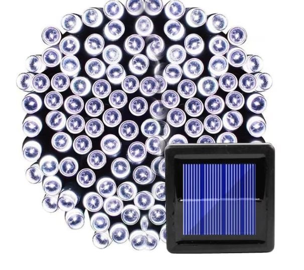 Instalatie solara Engros de Craciun, 50 metri, 500 LED-uri, Alb rece