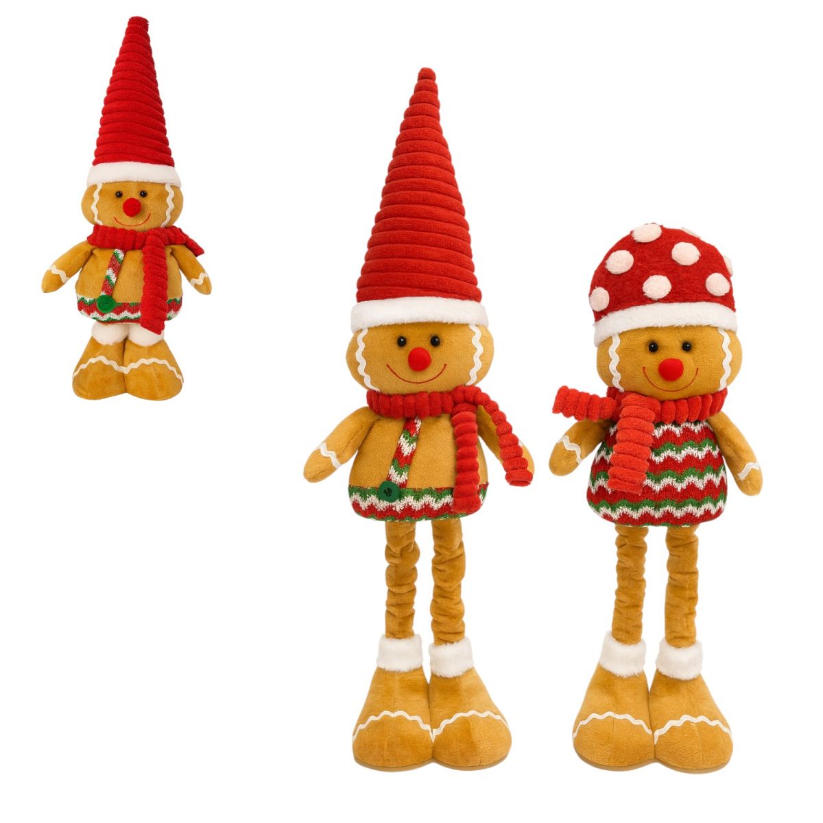 Figurina Decorativa 60cm de Craciun, cu Inaltime Reglabila, Model Omuleț de Turtă Dulce Engros