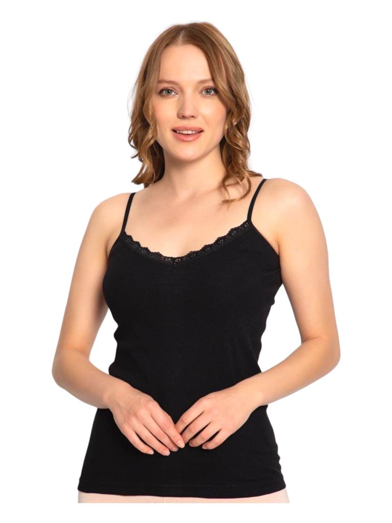 Maiou dama negru cu dantela pentru dama