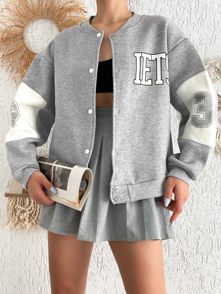 Jacheta sport cu capse IET, Gri