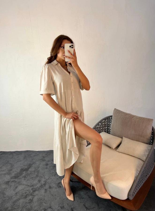 Rochie midi vaporoasa, tip camasa