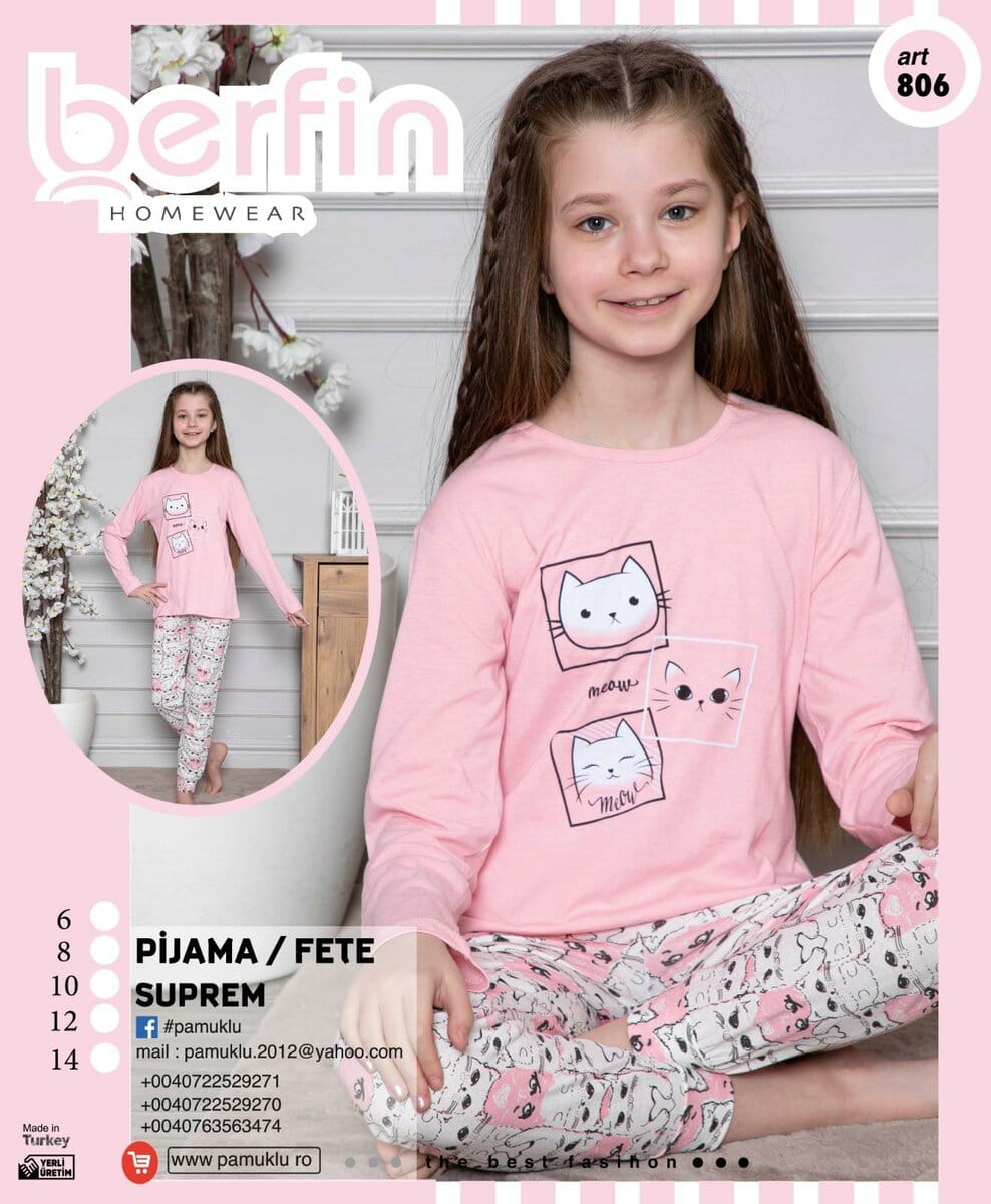 Pijama Copii Fetite Berfin 806  Engros