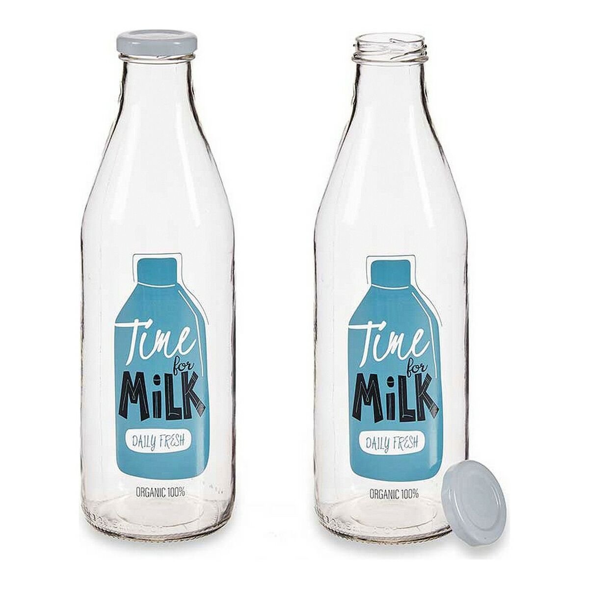 Sticlă (de pus lichide) Time for Milk Transparent Metal Sticlă (1000 ml)