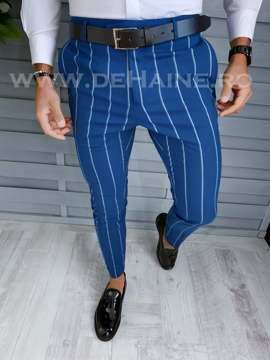 Pantaloni barbati eleganti albastri B1874 B5-4.3 E 5-1