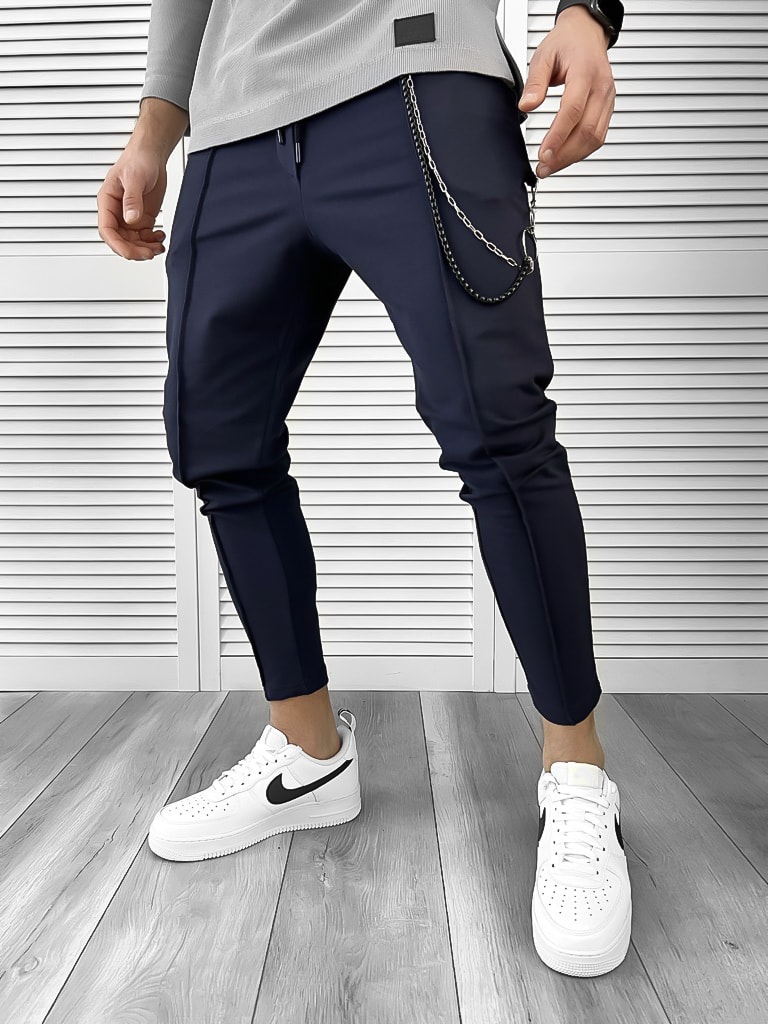 Pantaloni de trening bleumarin conici 10274 19-5