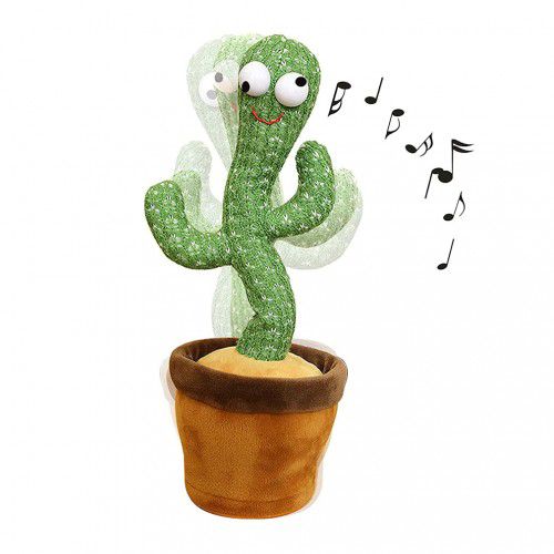 Jucarie din plus, Cactus dansator, care canta si repeta, incarcare USB, 30 cm, +3ani, en-gros