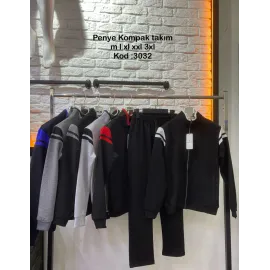 TRENING BARBAT BUMBAC CU LICRA ANGRO (Negru cu albastru)
