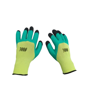 Manusi de lucru engross, tricot + latex,verde+negru