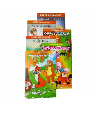 Carte de colorat cu poveste, 6 povesti in set, En-gross