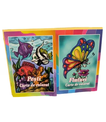 Carte de colorat Fluturi si Pesti