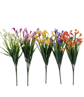 Set Cale 12 buchete artificiale culori diferite 6 fire pe buchet 35 cm lungime