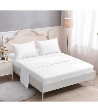Set 4 buc cearceaf de pat cu elastic la saltea, din bumbac ranforce 280 x 280 cm engros
