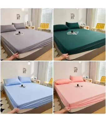 Set  4 buc cearceaf de pat cu elastic la saltea, din bumbac ranforce 280 x 280 cm engros
