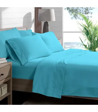 Set 2 bucati  cearceaf de pat din bumbac ranforce 140 x 240 cm albastru azur (alb)