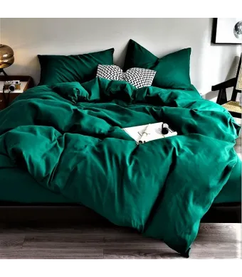 Set 2 bucati  cearceaf de pat din bumbac ranforce  deluxe 100% ,140 x 240 cm verde inchis engros (alb)