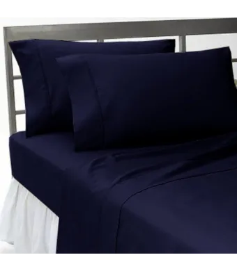 Set 2 bucati  cearceaf de pat din bumbac ranforce 140 x 240 cm bleumarin inchis