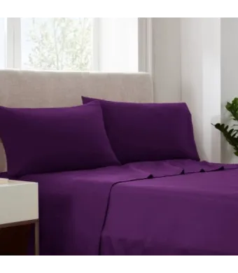 Set 2 bucati  cearceaf de pat din bumbac ranforce 140 x 240 cm mov inchis