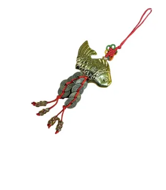 Amuleta Engros canaf Feng Shui cu peste auriu si monede chinezesti