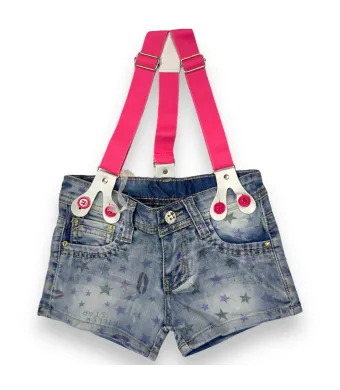 Pantaloni scurti denim cu bretele pentru fetite EN-GROSS