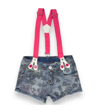 Pantaloni scurti denim cu bretele pentru fetite EN-GROSS