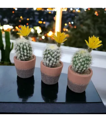 Decoratiune artificiala Cactus in ghiveci de ceramica engros 6/buc in set 19 cm