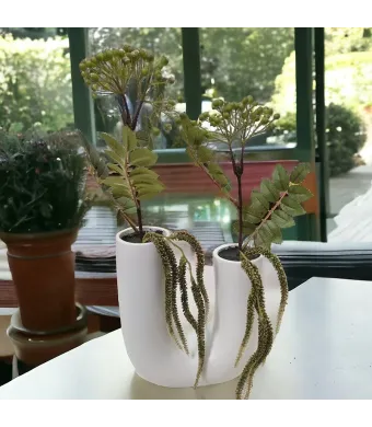 Decoratiune artificiala in ghiveci de ceramica in forma de U engros 40 cm