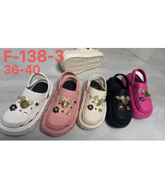 Saboti pentru dama en-gros, model Fashion accesorizat, turnat, diverse culori, F138-3