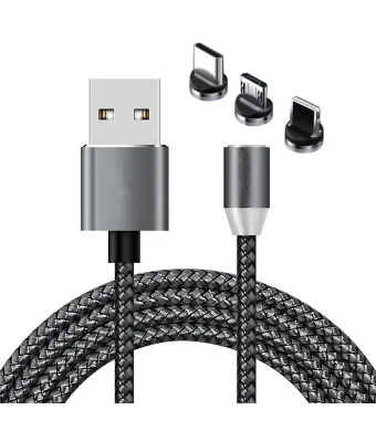 Cablu incarcare magnetic LED, Android, iOS, tip C, negru