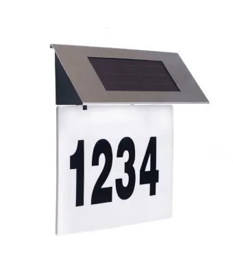 Numar de casa cu iluminare 4LED si incarcare solara, senzor