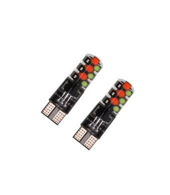 Set 2 x becuri auto colorate pozitie T10, telecomanda, 12V, 6LED