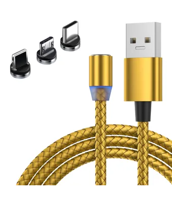 Cablu incarcare magnetic LED, Android, iOS, tip C, auriu