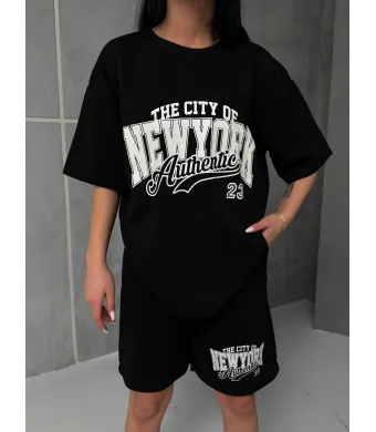 Compleu tricou cu pantaloni scurti, "New York" en-gross