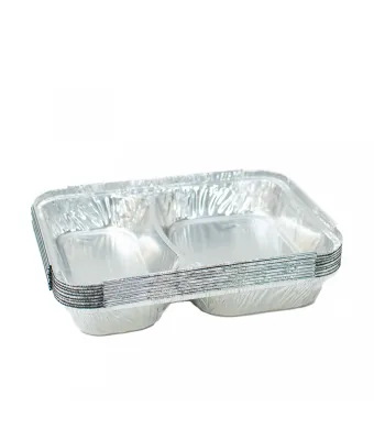 Caserola aluminiu Meniu 2 Compartimente + Capac, Set 100 buc