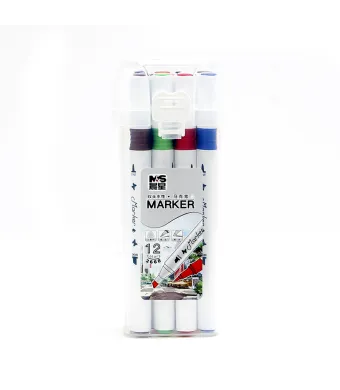 Set 12 markere 2 cap color Engros
