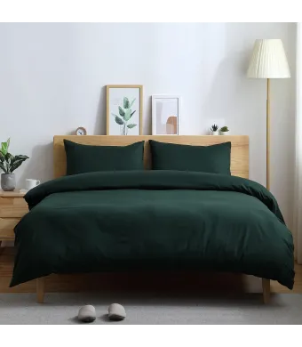 Set 2 bucati cearceaf de pat, bumbac  ranforce , 240 x 240 cm simple, verde inchis
