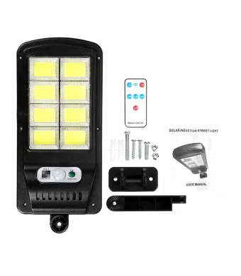Lampa solara Engros, 8 celule, cu incarcare solara, 100W, 160 LED-uri COB, telecomanda