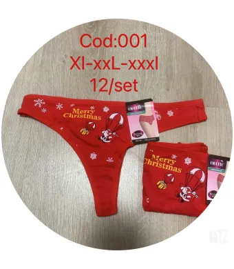 Chiloti tanga Engros pentru femei, cu model de Craciun
