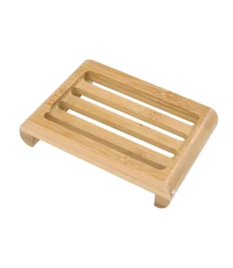 Sapuniera din lemn natural Bambus, anti-derapanta, drenaj apa, 10.9 x 7.5 cm, Maro Engros