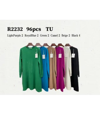 Rochie tricotata decorata cu nasturi, cod R2232, en-gross