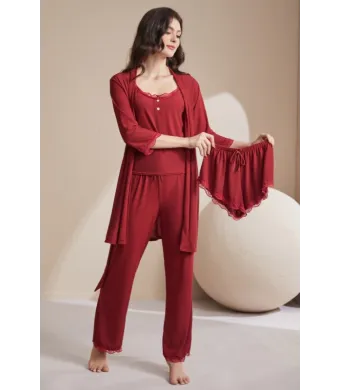 Pijamale Engros pentru femei, 4 piese, cu dantela