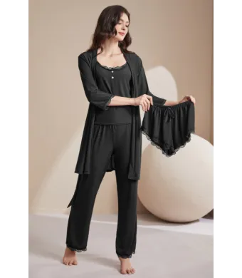 Pijamale Engros pentru femei, 4 piese, cu dantela