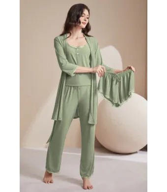 Pijamale Engros pentru femei, 4 piese, cu dantela