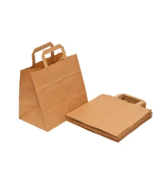 Pungă hârtie kraft cu mâner plat 28x17x29 cm, 250 buc/bax Engros