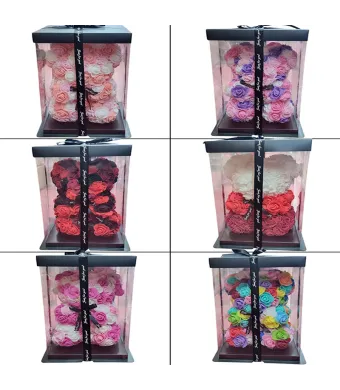 Urs decorativ cu floricele din spuma 6 culori in set 25 cm ursul