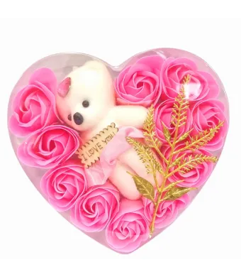Decoratiune cu flori de sapun parfumati 11 trandafiri in cutie